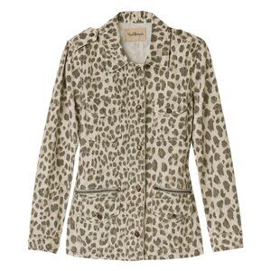 Lily Aldridge x Velvet Leopard Utility Jacket XS Animal Print Shacket